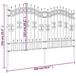 vidaXL Clôture de jardin avec sommet de lance Noir 165 cm pas cher