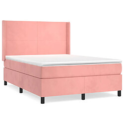 vidaXL Sommier à lattes de lit avec matelas Rose 140x190 cm Velours