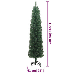 vidaXL Sapin de Noël artificiel mince avec support vert 240 cm PVC pas cher