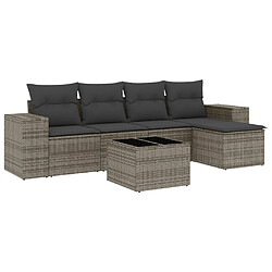 Maison Chic Salon de jardin 6 pcs avec coussins | Ensemble de Table et chaises | Mobilier d'Extérieur gris résine tressée -GKD70473