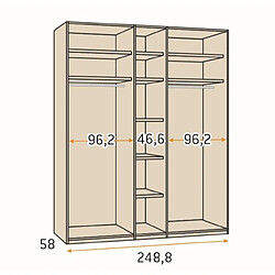 Avis Inside 75 Armoire Dressing fermé 3 cotés structure Tundra façade Legend Pizzara laquée hauteur 240 cm