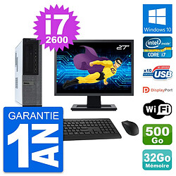 PC Dell 990 DT Ecran 27" Intel i7-2600 RAM 32Go Disque Dur 500Go Windows 10 Wifi - Occasion