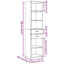 vidaXL Buffet haut chêne fumé 45x42,5x185 cm bois d'ingénierie pas cher