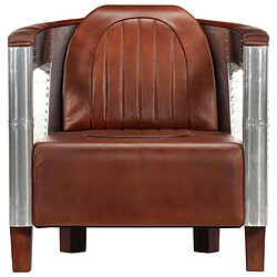 Acheter Helloshop26 Fauteuil chaise siège lounge design club sofa salon en style d'aviation marron cuir véritable 1102180/3