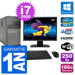 PC Tour Dell 390 MT Ecran 19" i7-2600 RAM 16Go Disque 250Go HDMI Windows 10 Wifi - Occasion