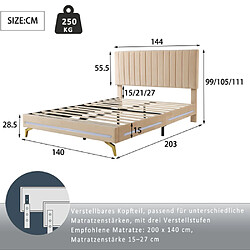 Acheter ComfortXL Lit Rembourré 140 X 200 Cm Avec Éclairage Led Et Sommier À Lattes