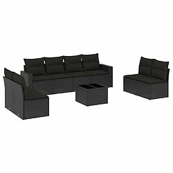 Maison Chic Salon de jardin 9 pcs avec coussins | Ensemble de Table et chaises | Mobilier d'Extérieur noir résine tressée -GKD41475