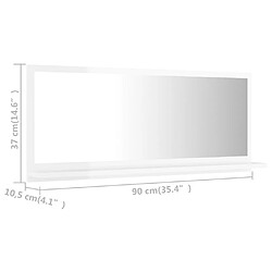 vidaXL Miroir de salle de bain Blanc brillant Bois d’ingénierie pas cher