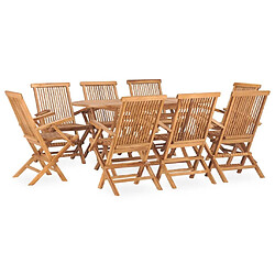 Maison Chic Mobilier à dîner pliable 9 pcs de jardin - Ensemble table et chaises d'extérieur - Salon/Mobilier de jardin classique Bois solide de teck -MN30125