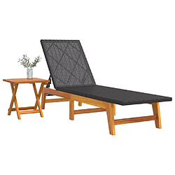 Avis Maison Chic Chaise longue avec table | Bain de soleil Relax | Transat Résine tressée et bois massif d'acacia -GKD17517