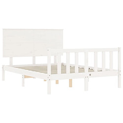 Maison Chic Cadre/structure de lit avec tête de lit pour adulte - Lit Moderne Chambre blanc 140x200 cm bois massif -MN53086 pas cher