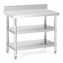 Helloshop26 Table de travail inox table de travail en inox adossée avec dosseret 100 x 60 x 16,5 cm 199 kg 2 tablettes 14_0007331