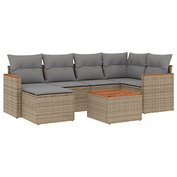 vidaXL Salon de jardin avec coussins 7 pcs beige résine tressée