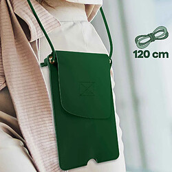 Avizar Pochette Bandoulière Smartphone avec Rangement carte Simili cuir vert foncé pas cher