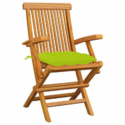 Maison Chic Lot de 3 Chaises de jardin avec coussins | chaises Relax d'extérieur vert vif Bois de teck -GKD41404