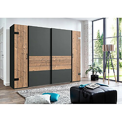 Acheter Inside 75 Armoire STOKE 2 portes coulissantes 2 portes battantes corps graphite rechampis sapin argenté