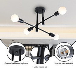 Acheter Stoex Lampe de Plafond en Métal Plafonnier Moderne 4 Lumières Noir Plafonniers D'Intérieur E27 Pour Salle de Bain Chambre Couloir Salon