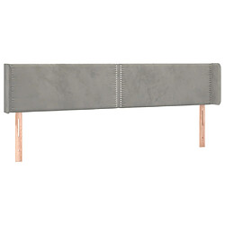 vidaXL Tête de lit avec oreilles Gris clair 203x16x78/88 cm Velours