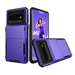 Wewoo Coque Renforcée Housse de protection antichoc TPU + PC pour Galaxy S10 avec fente carte violette