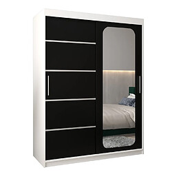 Abiks Meble Armoire PROMO V2 À Portes Coulissantes 200/150/62 2 Portes (Blanc/Noir)