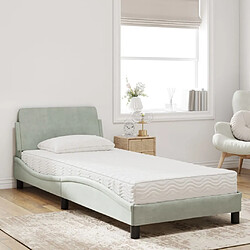 Avis Vidaxl Lit avec matelas gris clair 80x200 cm velours