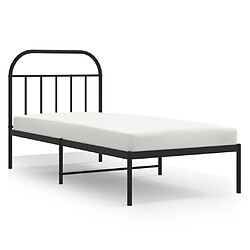 vidaXL Cadre de lit métal sans matelas avec tête de lit noir 90x190 cm