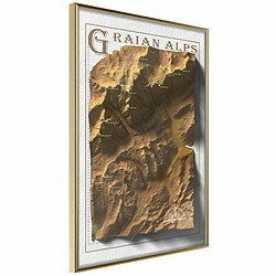 Paris Prix Affiche Murale Encadrée Raised Relief Map Graian Alps 20 x 30 cm Or