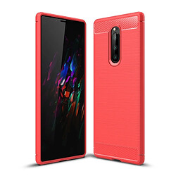 Wewoo Coque en TPU antichoc fibre de carbone texture brossée pour Sony Xperia XZ4 (rouge)