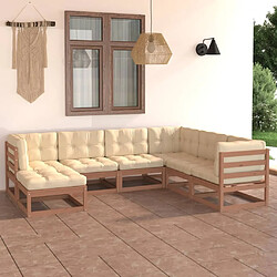 Maison Chic Salon de jardin 7 pcs + coussins - Mobilier/Meubles de jardin - Table et chaises d'extérieur Bois de pin massif -MN42179