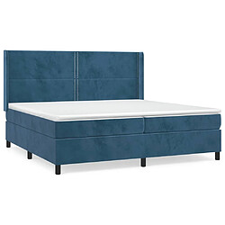 Maison Chic Lit Adulte - Lit simple Lit à sommier tapissier et matelas moelleux - Meuble de Chambre - Bleu foncé 200x200cm Velours -MN36857