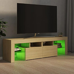 Maison Chic Meubles TV avec lumières LED - Banc TV pour salon Chêne sonoma 140x36,5x40 cm -MN39607 pas cher