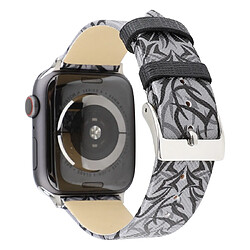 Avis Wewoo Thorns Printing Bracelet de montre en cuir véritable pour Apple Watch séries 5 et 4 40 mm / 3 et 2 et 1 38 mm Gris noir