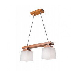 Lumière Suspension Kubus Verre,bois Rustique 2 ampoules 66cm