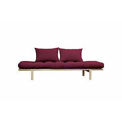 Avis Inside 75 Méridienne futon PACE en pin coloris bordeaux couchage 75*200 cm.