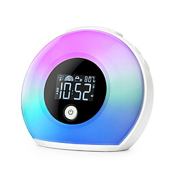 Universal Bluetooth sans fil 5.0 haut-parleur subwoofer veilleuse haut-parleur horloge fonction message vocal sommeil sommeil haut-pareilleur lampe de table | Portable Speaker (Blanc)