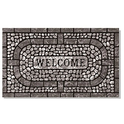 Pegane Tapis gratte-pieds " Welcome Stones " en Caoutchouc flocké - Largeur 45 x Longueur 75 cm