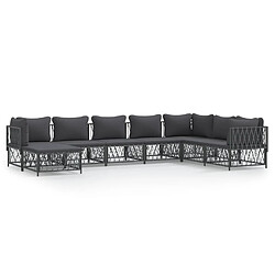 Maison Chic Salon de jardin 8 pcs + coussins - Mobilier/Meubles de jardin - Table et chaises d'extérieur anthracite acier -MN31157