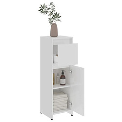 Maison Chic Armoire de salle de bain,Meuble de rangement,Meuble haut Blanc brillant 30x30x95 cm Aggloméré -GKD156265 pas cher