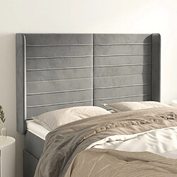 Maison Chic Tête de lit scandinave avec oreilles,meuble de chambre Gris clair 147x16x118/128 cm Velours -MN22031