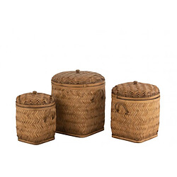 Dansmamaison Set De 3 Paniers De Rangement En Bambou Naturel