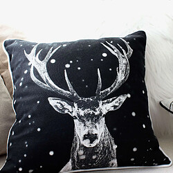 Toilinux Coussin imprimé cerf Epicéa - 40 x 40 cm - Noir