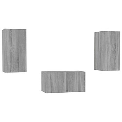 vidaXL Ensemble de meubles TV 3 pcs Sonoma gris Bois d'ingénierie