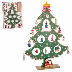 BigBuy Christmas Décoration Noël Sapin Multicolore 26 cm - Bois MDF Décoration de Noël - Bois MDF - Design sapin - Multicolore