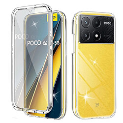 Htdmobiles Coque pour Xiaomi Redmi K70E 5G et Poco X6 Pro 5G - housse etui silicone gel fine 360 integrale (avant et arriere) + film ecran - TRANSPARENT