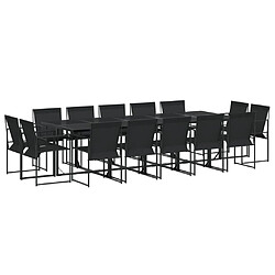 vidaXL Ensemble à manger de jardin 15 pcs noir textilène