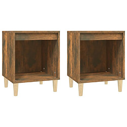 Maison Chic Lot de 2 Tables de chevet - Tables de Nuit Chêne fumé 40x35x50 cm