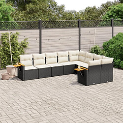 Maison Chic Salon de jardin 9 pcs avec coussins | Ensemble de Table et chaises | Mobilier d'Extérieur noir résine tressée -GKD97131