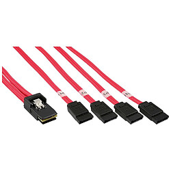 InLine Câble de raccordement SAS, Mini SAS SFF8087 à 4x SATA, Crossover, 0,5m