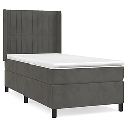 Maison Chic Lit Adulte - Lit simple Lit à sommier tapissier et matelas moelleux - Meuble de Chambre - Gris foncé 80x200 cm Velours -MN63001