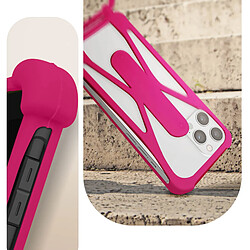 Avis Avizar Coque Cordon Smartphone Universel Silicone Coins bumper Béquille support Fuchsia